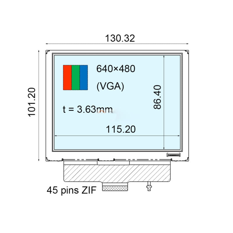 COM57H5N27XLC 5.7 Inch Transflective Display Parallel RGB 640x480 550nits Sunlight Readable LCD Display For Handheld PDA