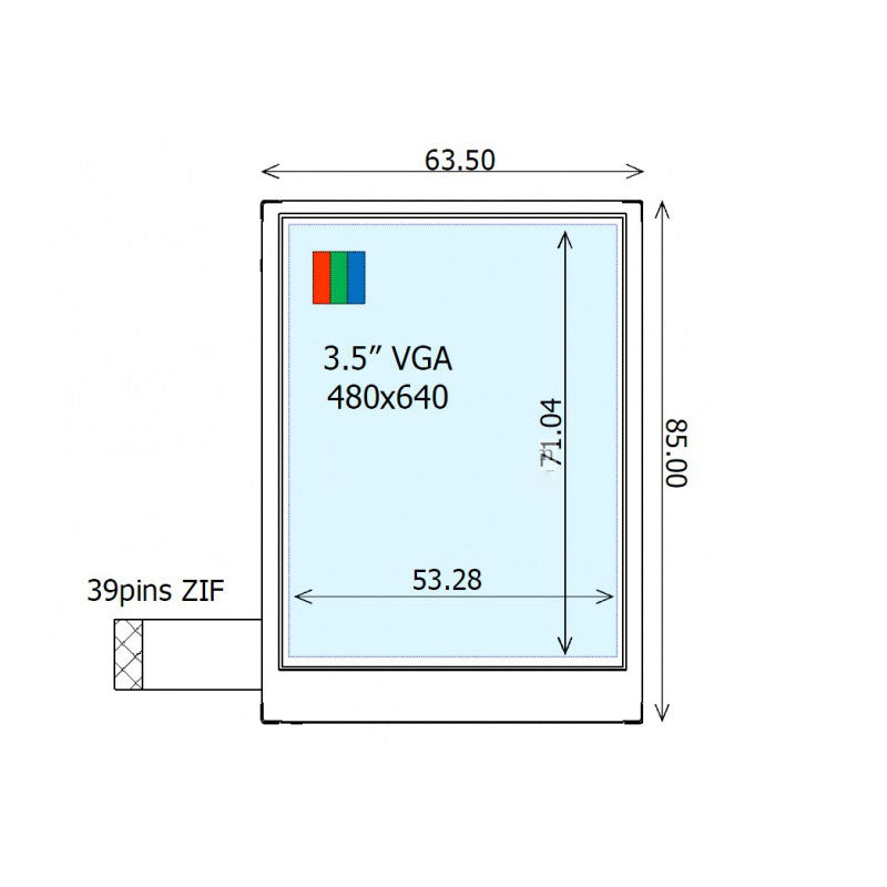 COM35H3M73ULC Ortustech 3.5 Inch TFT LCD Display 480x640 Parallel RGB Transflective LCD Panel For Handheld PDA