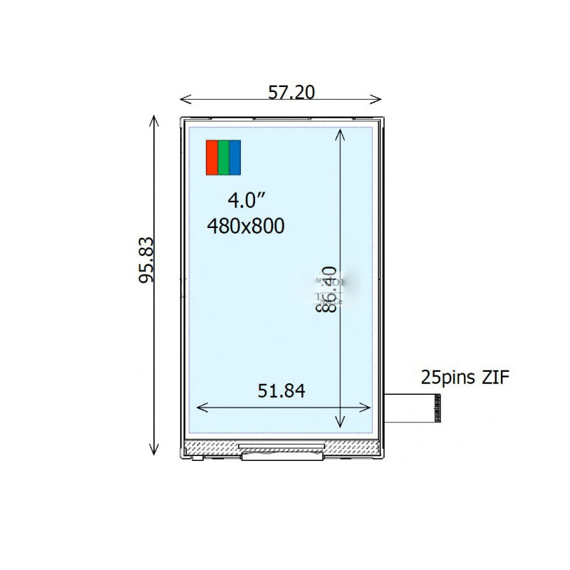COM40H4N40ULC Ortustech 4 Inch Transflective Display MIPI 480×800 Sunlight Readable TFT LCD Display
