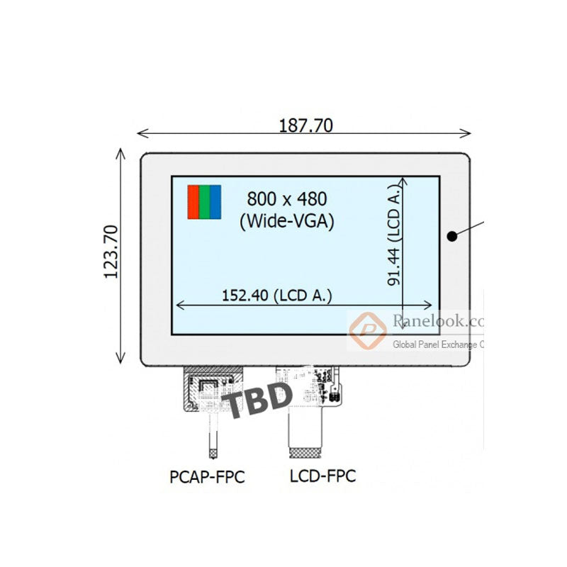 COM70H7M44UTC 7 Inch Transflective Display LVDS 800x480 Wide Temperature Sunlight Readable LCD Display With Capacitive Touch