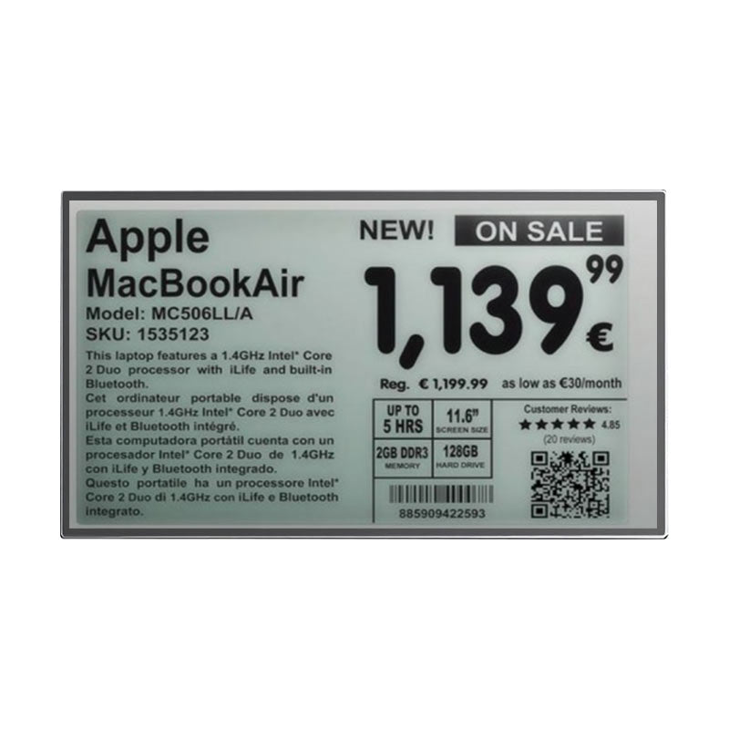 TN0227ANVNANN-GN00 2.3 Inch Sunlight Readable LCD Display 240x300 Reflective SPI Memory-in-Pixel LCD Display