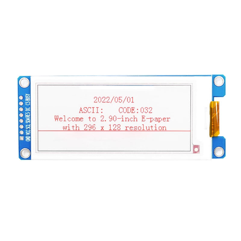 2.9 Inch E-Paper ink Screen 128x296 Full Viewing Angle 3/4-wire SPI Interface Display