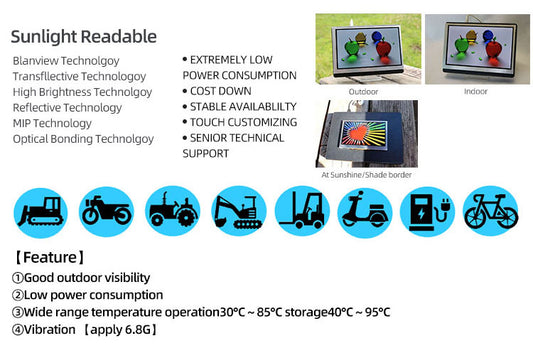 Are there any specific environmental factors we need to consider when choosing a display module for outdoor or industrial applications?