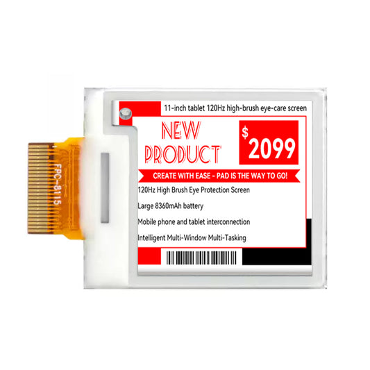 1.22 Inch E Ink Display Module SPI 176×192 0.3s Partial Refresh Electronic Paper Display