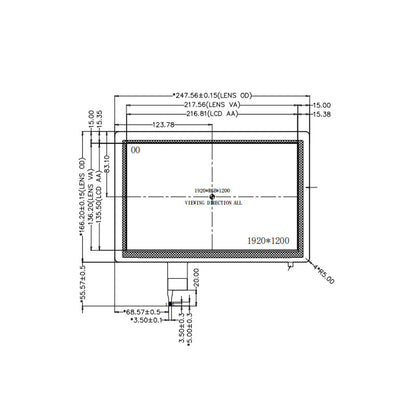 10.1 Inch High Brightness Display 1000nits IPS 1920x1200 LVDS TFT LCD Display With Capacitive Touch