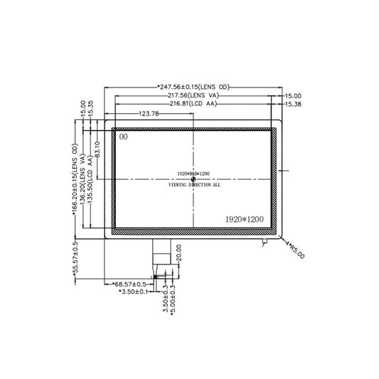 10.1 Inch High Brightness Display 1000nits IPS 1920x1200 LVDS TFT LCD Display With Capacitive Touch