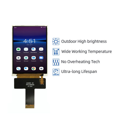 2.4 Inch High Brightness Display 800nits IPS MIPI 480x640 TFT LCD Display For Handheld PDA