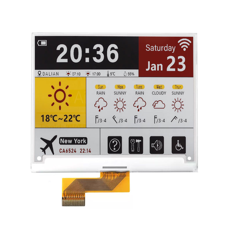 4.2 Inch 3-Color E Ink Display SPI 400×300 Fast Refresh & Black-and-White Partial Refresh Electronic Paper Display