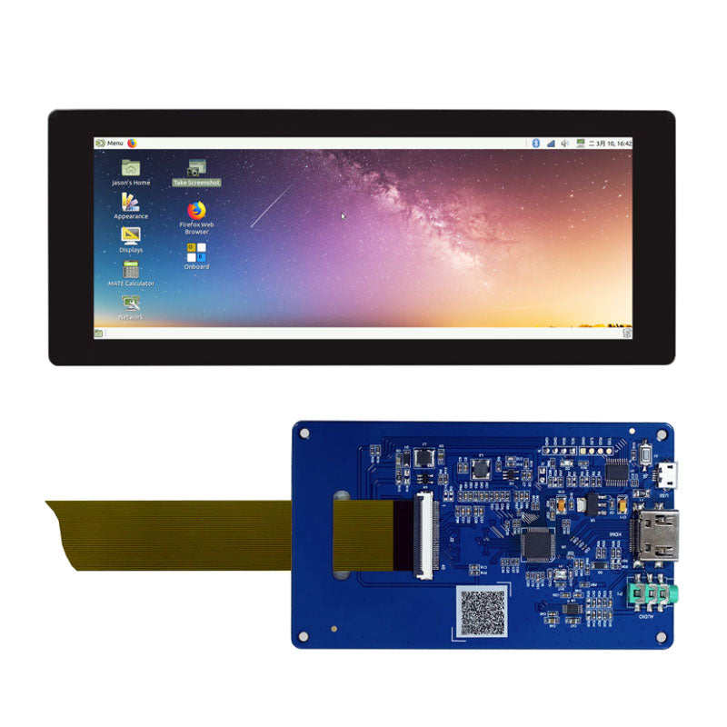 6.86 inch H-DMI Touch LCD Raspberry 3B+/4B 1280x480 Strip Capacitive Touch Display