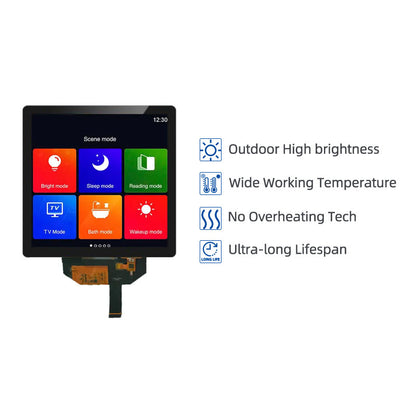 7.6 Inch Square Display 1200x1200 MIPI 1000nits High Brightness TFT LCD Display With Capacitive Touch
