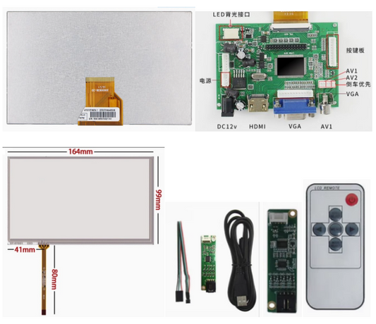 7 Inch LCD Display AT070TN90 With AV Board Resisitive Touch+Driver Card+ Cables