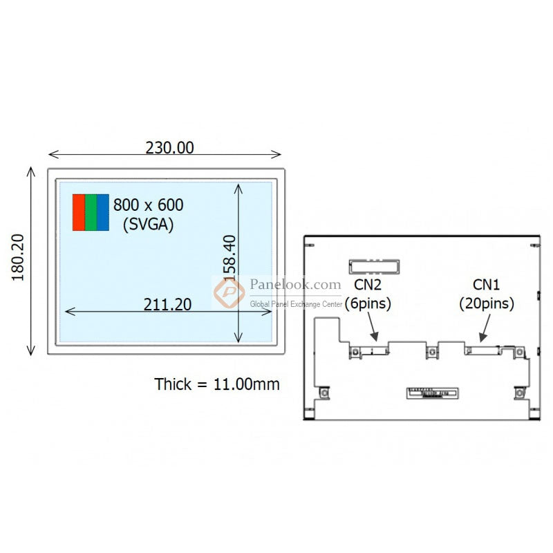 COM104T9M12ESS Ortustech 10.4 Inch TFT LCD Display 800×600 LVDS High Brightness Wide Temperature LCD Panel