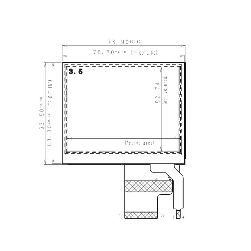 COM35H3P05XTC Ortustech 3.5 Inch TFT LCD Display 320x240 Parallel RGB Transflective LCD Panel