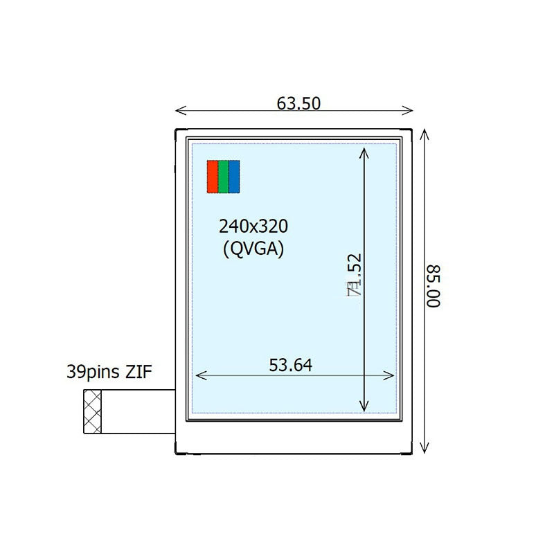 COM35H3R08ULC Ortustech 3.5 Inch TFT LCD Display 240×320 TTL Transflective Sunlight Readable LCD Panel