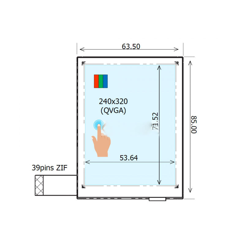 COM35H3R10UTC Ortustech 3.5 Inch TFT LCD Display 240x320 Parallel RGB Transflective LCD Panel With 4-wire Resistive Touch