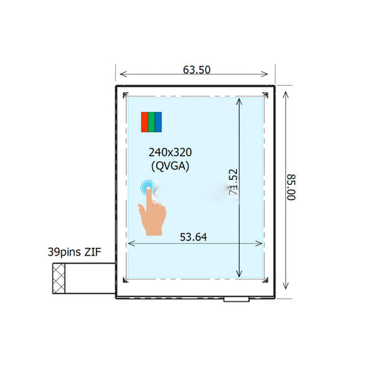 COM35H3R10UTC Ortustech 3.5 Inch TFT LCD Display 240x320 Parallel RGB Transflective LCD Panel With 4-wire Resistive Touch