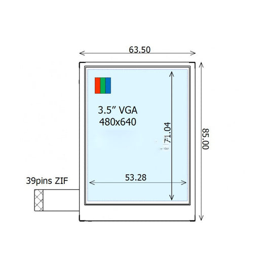 COM35H3R12ULC Ortustech 3.5 Inch TFT LCD Display 480×640 Parallel RGB Transflective Sunlight Readable LCD Panel