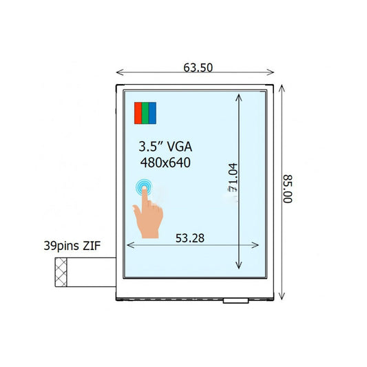 COM35H3R14UTC Ortustech 3.5 Inch TFT LCD Display 480×640 Parallel RGB Transflective LCD Panel With 4-wire Resistive Touch