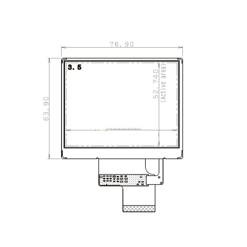 COM35H3R16ULC Ortustech 3.5 Inch TFT LCD Display 320×240 TTL Transflective Sunlight Readable LCD Panel
