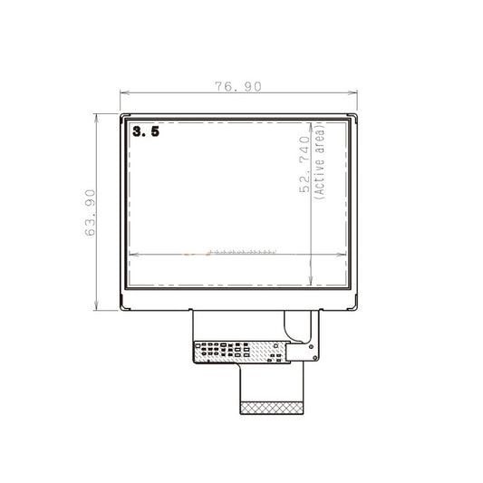 COM35H3R16ULC Ortustech 3.5 Inch TFT LCD Display 320×240 TTL Transflective Sunlight Readable LCD Panel
