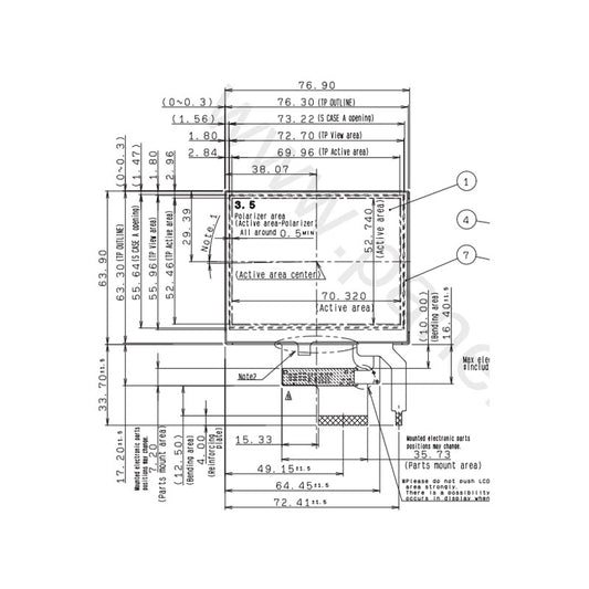 COM35H3R18UTC Ortustech 3.5 Inch TFT LCD Display 320×240 TTL Transflective Sunlight Readable LCD Panel With 4-wire Resistive Touch