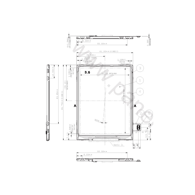COM35H3R29ULC Ortustech 3.5 Inch Blanview Display High Brightness MIPI 480×640 TFT LCD Display