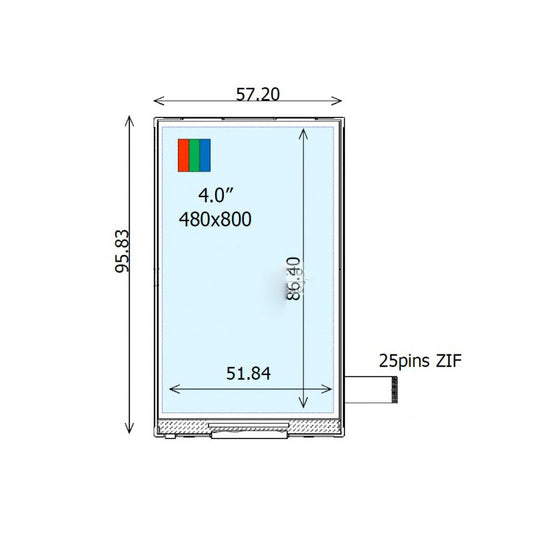 COM40H4P25ULC Ortustech 4 Inch TFT LCD Display 480×800 MIPI Transflective Sunlight Readable LCD Panel