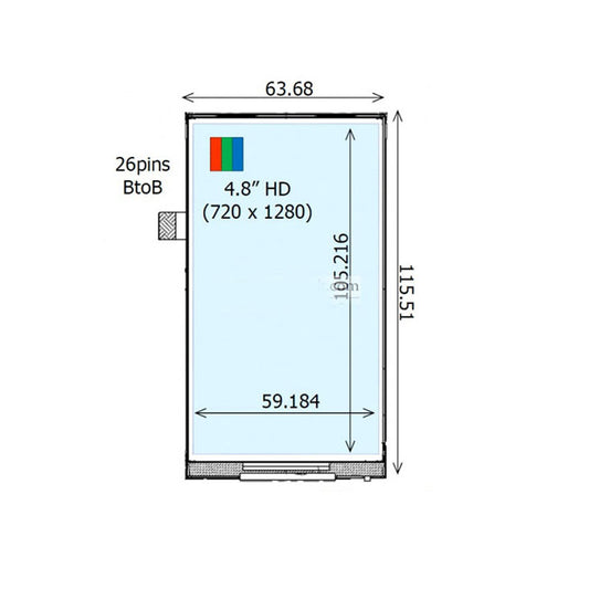 COM48H4N77ULC Ortustech 4.8 Inch Transflective Display MIPI 720×1280 TFT LCD Display