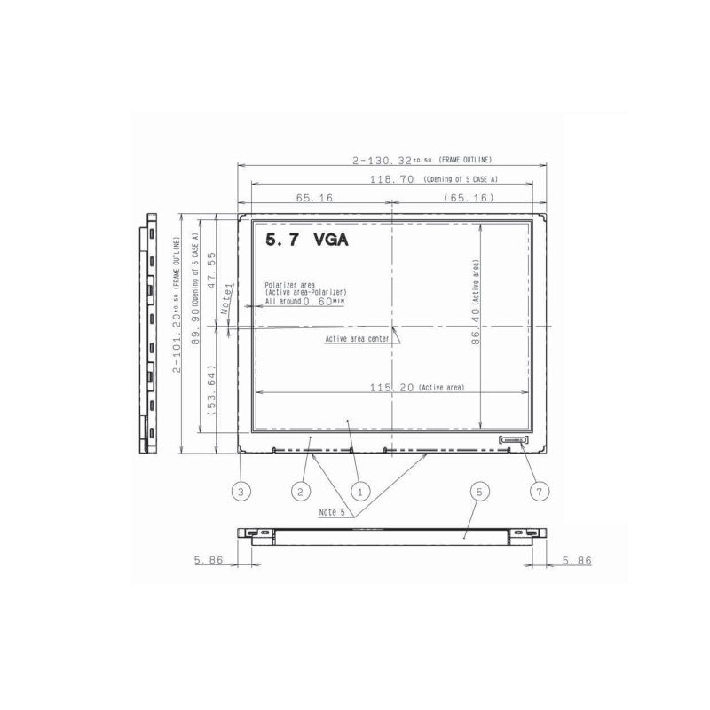 COM57T5M94ZSC Ortustech 5.7 Inch Blanview Display 640×480 Parallel RGB Transmissive TFT LCD Display