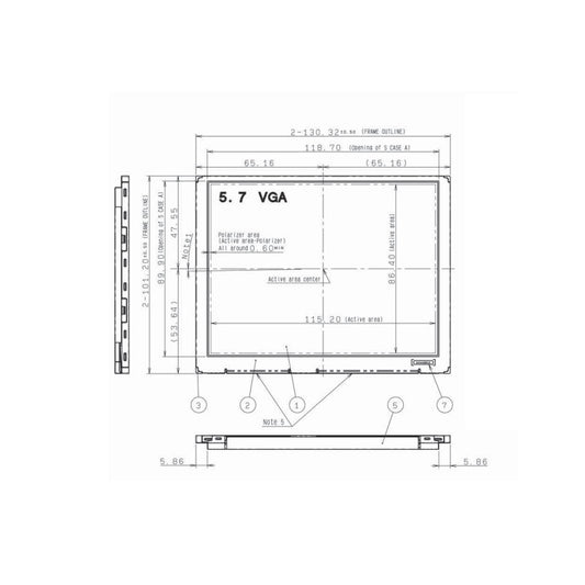 COM57T5M94ZSC Ortustech 5.7 Inch Blanview Display 640×480 Parallel RGB Transmissive TFT LCD Display