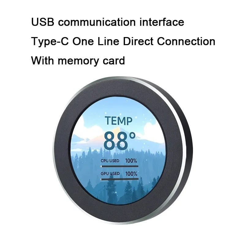 USB Water-Cooled Round 480x480 2.1 Inch IPS Secondary Screen LCD CPU GPU RAM HDD Monitoring NO AIDA64 MINI PC Gamer Display