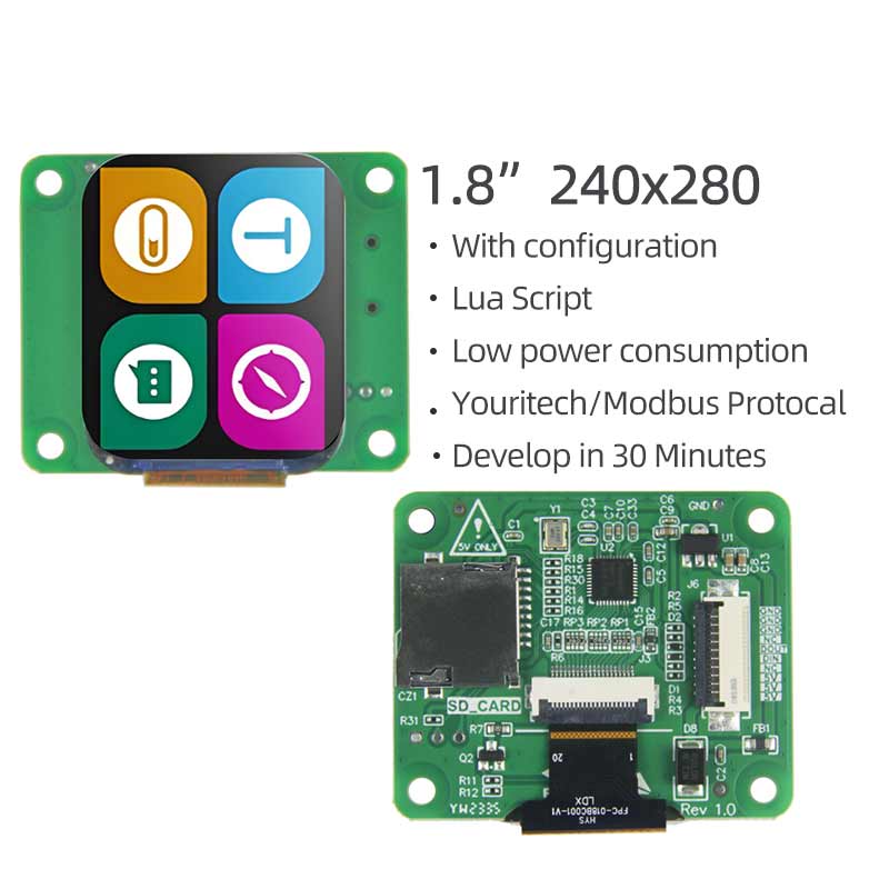 1.8 Inch  Smart Display 240x284 Low Power Consumption Script Configuration Serial TFT Display For Medical