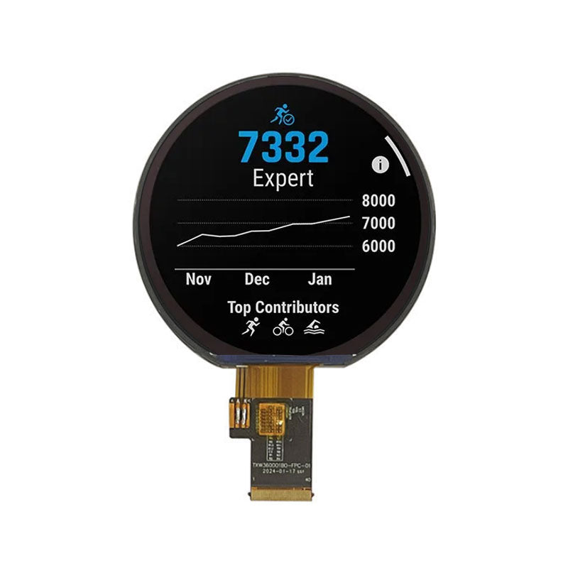 Display Bit Check 3.6 Inch Circular Display IPS 544x506 RGB 24 Bit High Brightness TFT L ...