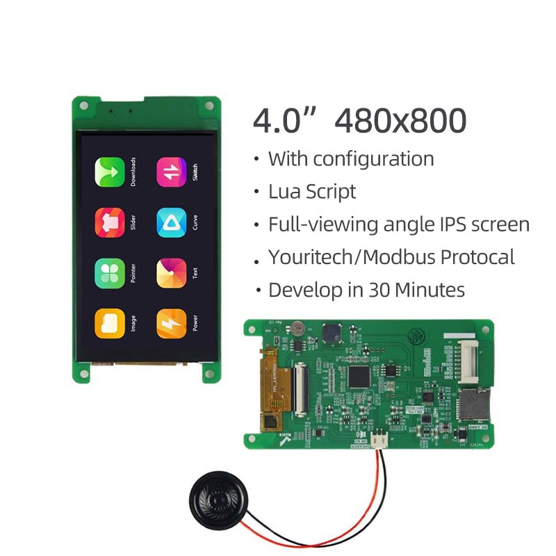 4 Inch Fully Integrated Serial Port Screen 480x800 Configuration Script Serial TFT Display With Capacitive Touch For Medical