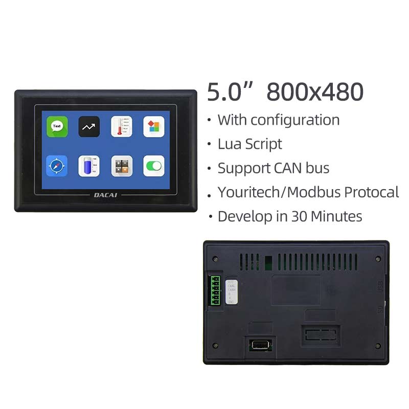 5 Inch Serial Screen With Housing LUA Script Configuration 800x480 Serial TFT Display With Resistive Touch