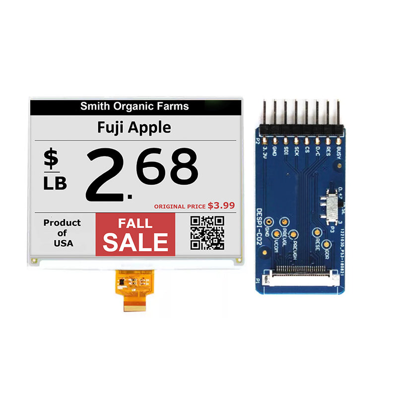 5.83 Inch 3-Color E-Ink E-Paper Display SPI 600×448 Black White Yellow Electronic Paper Screen
