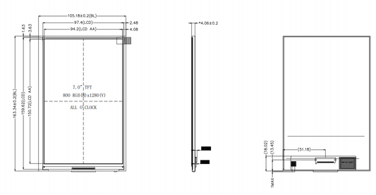 7 Inch TFT LCD Display 800×1280 4lane MIPI LCD Display