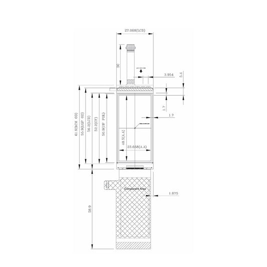 HSD021GPW1-90000A-MX 2.1 Inch Reflective Display 122x250 Sunlight Readable 4-wire SPI MIP Display
