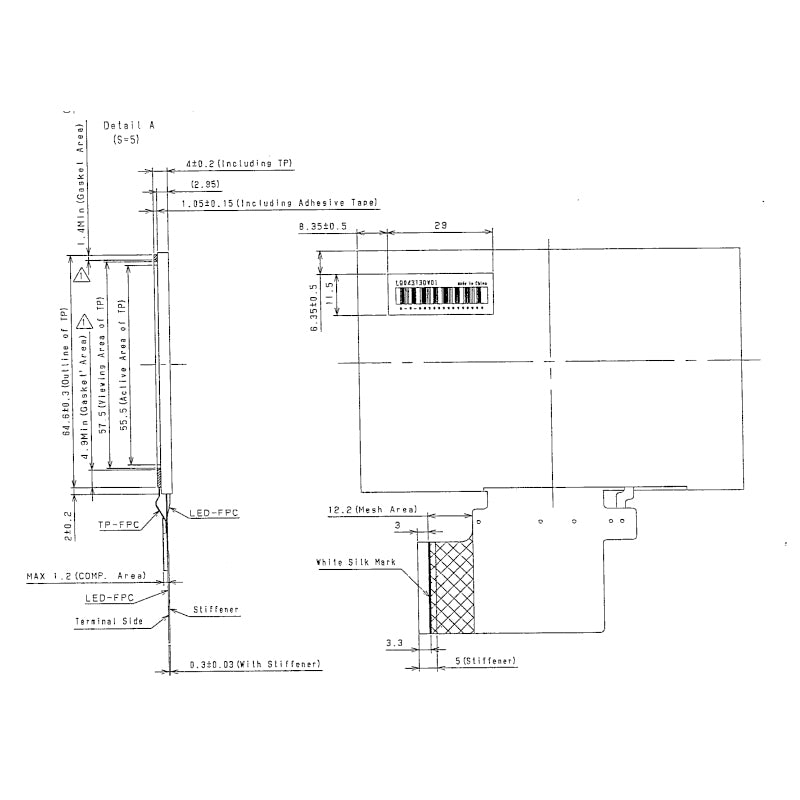 LQ043T3DW01 Sharp LCD 4.3 Inch 480×272 LCD Screen With Parallel RGB (1 ch, 8-bit)