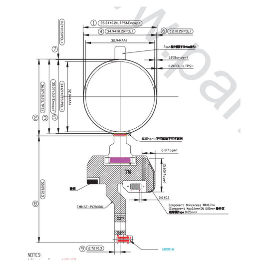 Tianma TA013XDHP01 1.3 Inch Circular OLED Display 360x360 MIPI Amoled Round Screen For Wearable