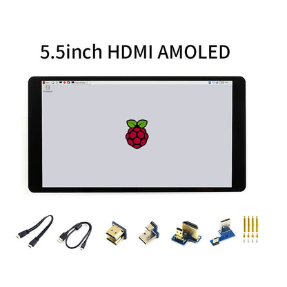 Raspberry Pi 4 5.5 Inch AMOLED Display 1080x1920 HDMI High-definition Screen With Tempered Glass Capacitive Touch Panel