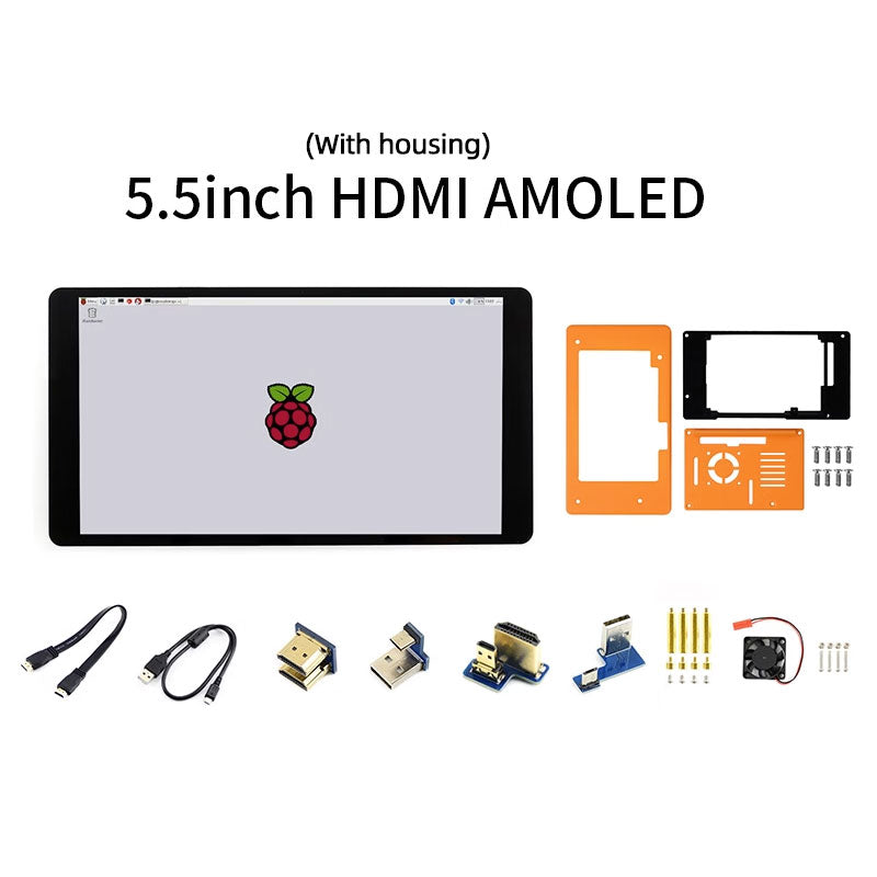 Raspberry Pi 4 5.5 Inch AMOLED Display 1080x1920 HDMI High-definition Screen With Tempered Glass Capacitive Touch Panel