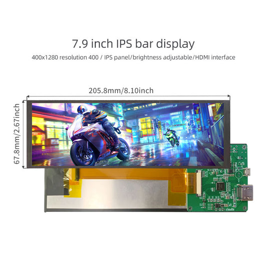 7.9 Inch 400x1280 IPS Bar LCD Panel HDMI Interface LCD Display With Driver Board For Computer Case Secondary Screen ET079BA02B
