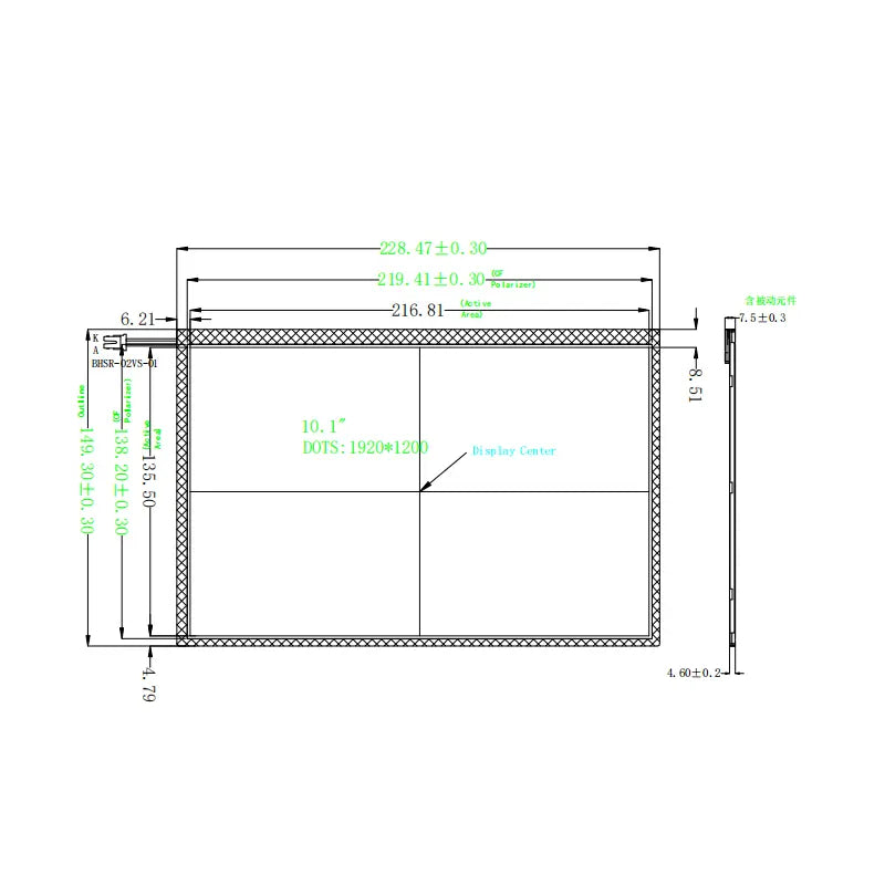 ET101WU10-J 10.1 inch 1920x1200 Transflective Sunlight Visible For Industrial Applications