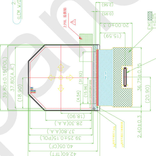 VS021ZRM-ND0-69P0 2.1 Inch LCD LCM MIPI 1200x1200 Panel Display Module